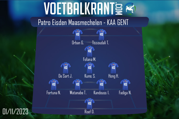 Opstelling KAA Gent | Patro Eisden Maasmechelen - KAA Gent (01/11/2023)