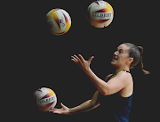 Scotland vice-captain Emily Nicholl juggles netball balls during their training session at Cape Town International Convention Centre ahead of the Netball World Cup on July 27 2023.