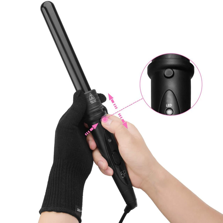 Fer à boucler céramique 5P Soin des cheveux Lisseur de cheveux Pince à lisser électrique Fer à friser boucles et lissage facile
