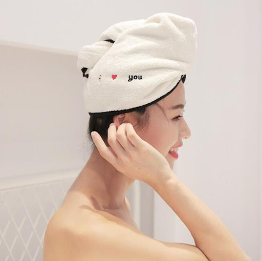 Title 3, Embroidered Coral Fleece Hair Dryer Cap for gen...