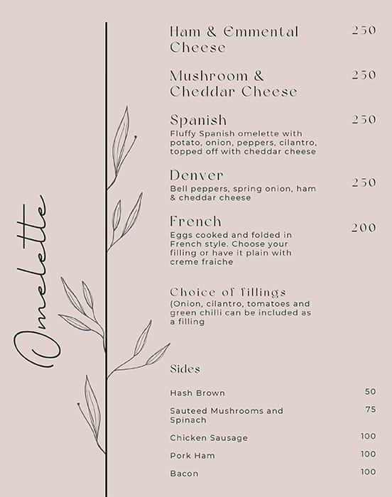 Bistro Gourmand menu 