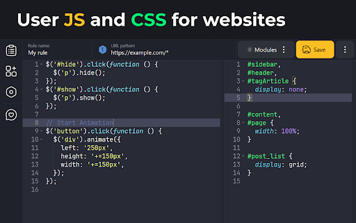 User JavaScript and CSS