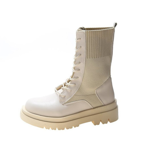 Title 3, British Style Knitted Stretch Platform Ankle Bo...