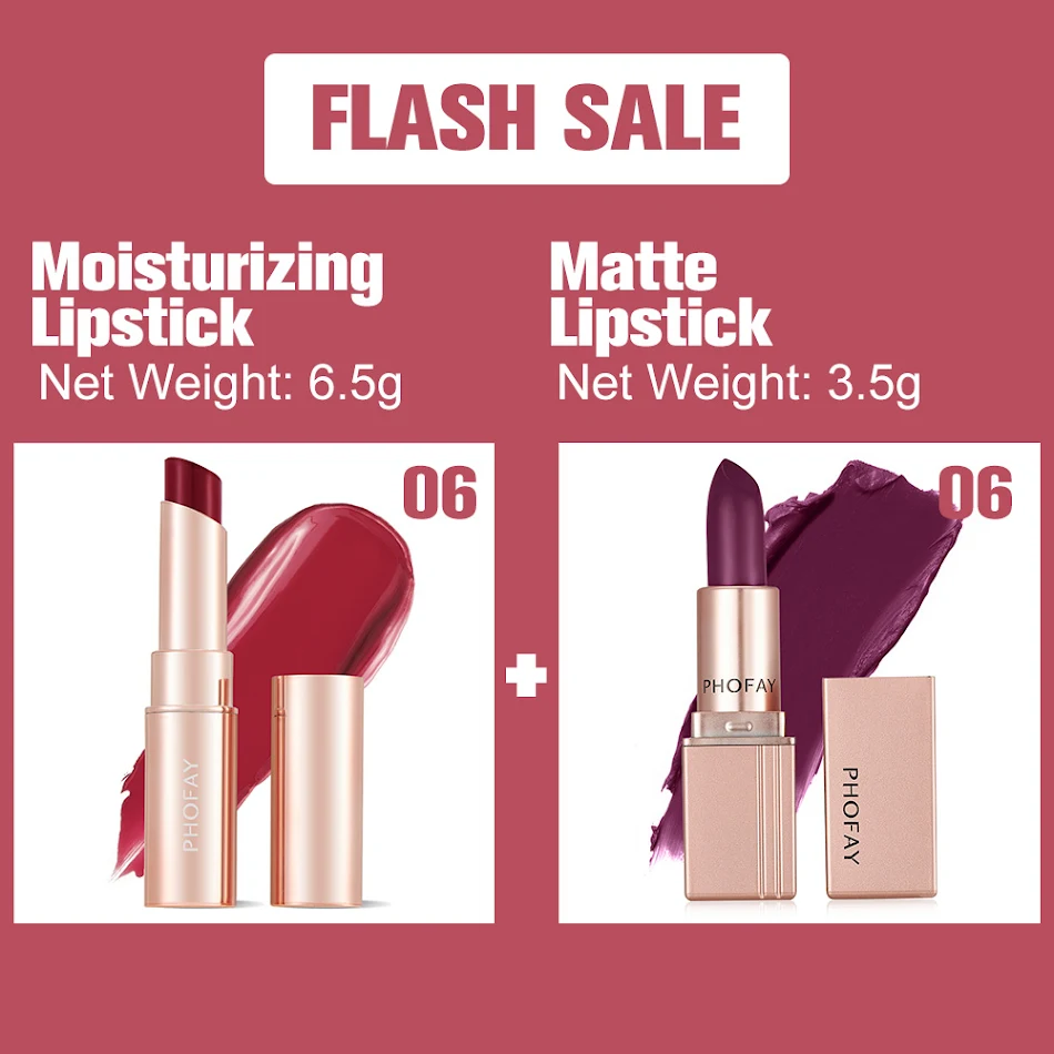 PHOFAY Moisturizing Lipstick and Matte Lipstick. Hydrating and long-lasting color for beautiful lips. Choose your perfec