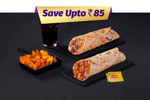 2 Signature Non-Veg Wraps With Side & Beverage Combo Meal