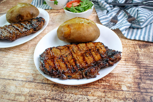 Grilled steak with a Steak Marinade.