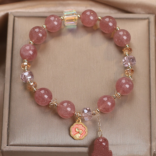 Title 1, Peach Blossom Lucky Natural Strawberry Quartz B...