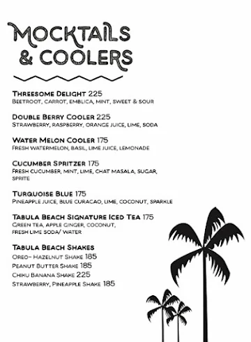 Tabula Beach Cafe menu 