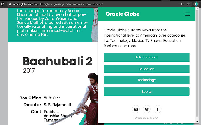 Oracle Globe chrome extension