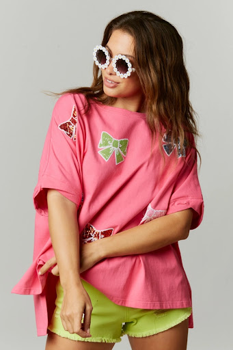 Title 12, Bow Sequined Top Loose Women