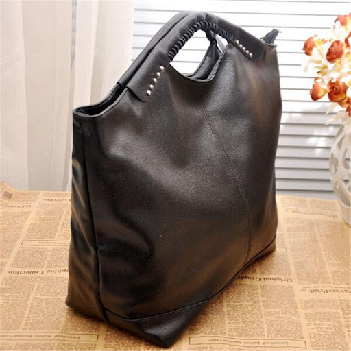 Title 6, Fashionable New Black Women Handbag PU Rivet Pa...