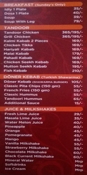 Shivaji Donne Biriyani Restaurant menu 