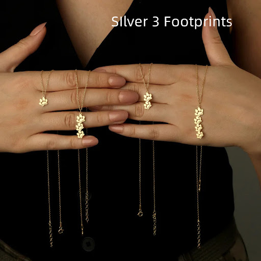 Title 3, Fashion Simple Pet Footprint Necklace. A beauti...