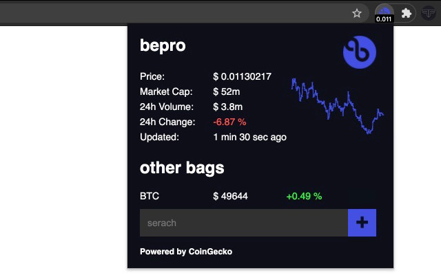 bepro token price chrome extension