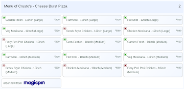 Crusto's - Cheese Burst Pizza menu 