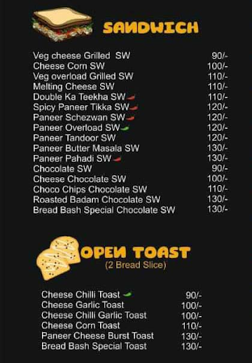 Bread Bash menu 