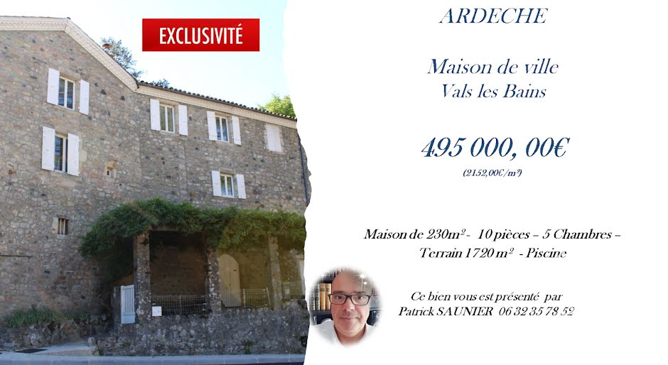 Vente maison 10 pièces 230 m² à Vals-les-Bains (07600), 350 000 €