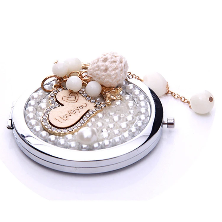 Miroir de Maquillage Personnalisé avec Tassel et Diamants, Cadeau Idéal à Emporter, Design Amour