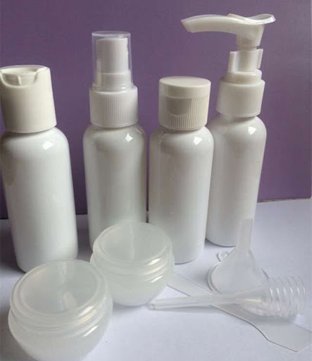 Title 1, Cosmetic Bottling Set including plastic bottles...