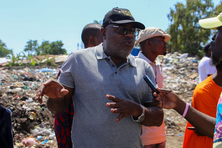 Mombasa Senator Mohamed Faki at the VOK dumpsite on Saturday.