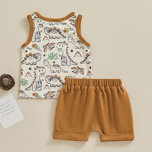 Title 9, Boys Fashion Cartoon Dinosaur Printed Two-piece...