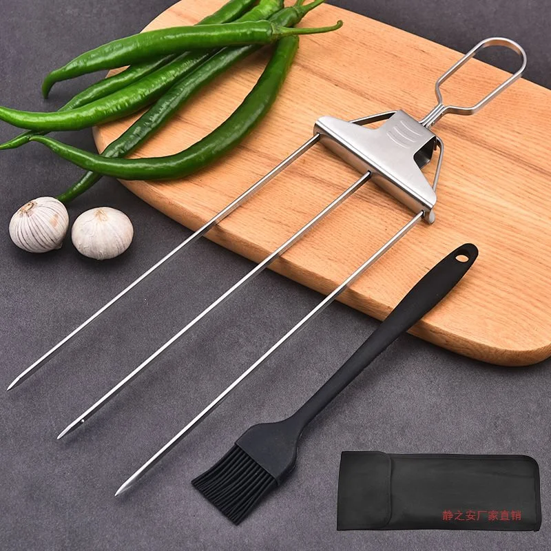 Fourchette à barbecue semi-automatique en acier inoxydable pour la maison Grillez facilement avec une rotation uniforme et un contrôle sans effort pour des grillades réussies
