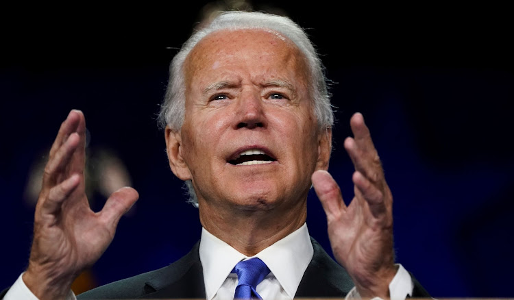 Former U.S. Vice President Joe Biden accepts the 2020 Democratic presidential nomination during a speech delivered for the largely virtual 2020 Democratic National Convention from the Chase Center in Wilmington, Delaware, U.S., August 20, 2020. REUTERS/Kevin Lamarque