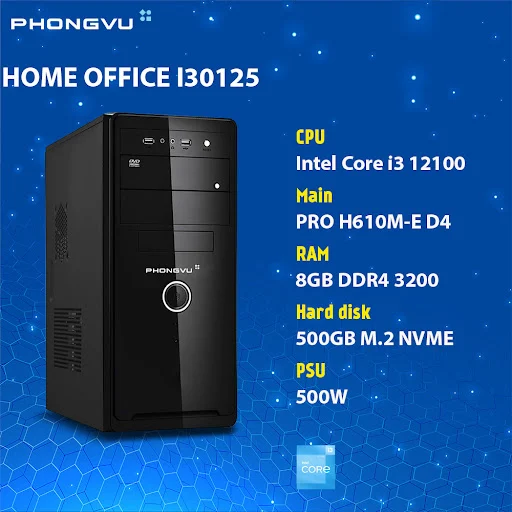 PC PV Home Office I30125 (Intel Core i3-12100/1 x 8GB/500GB SSD/Free DOS)