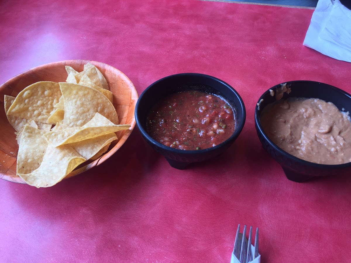 Free chips, salsa, and bean dip (ate half before I thought to take the picture)