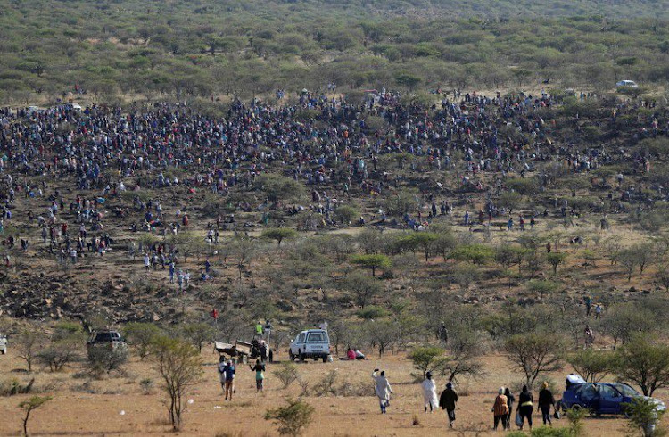 Fortune seekers are seen flocking to the village after pictures and videos were shared on social media showing people celebrating after finding what they believe to be diamonds, in the village of KwaHlathi outside Ladysmith, in KwaZulu-Natal.