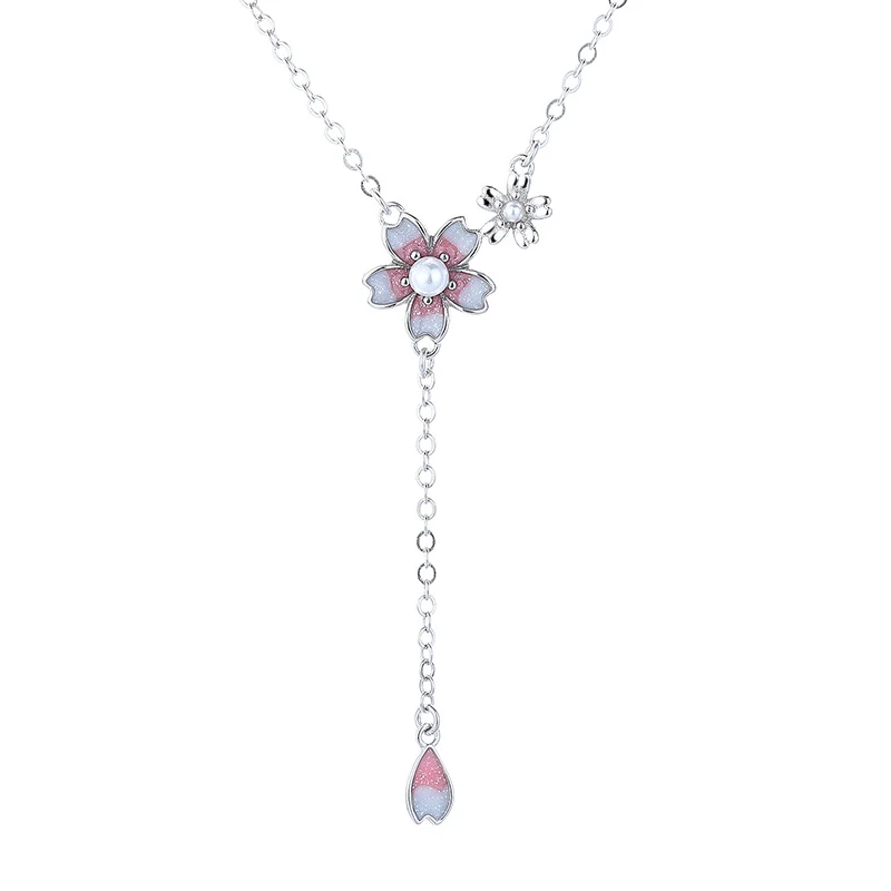925 Sterling zilveren ketting met zoete kersenbloesemparel voor dames. Prachtige en elegante ketting, perfect als cadeau of voor jezelf.