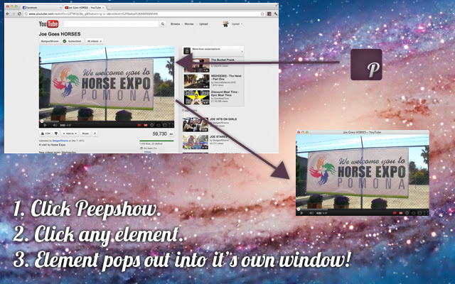 Peepshow chrome extension