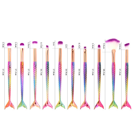 Title 1, 10 Mermaid Makeup Brushes Colorful Fish Scales ...