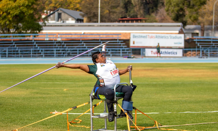 Zanele Situ competes at javelin during the Toyota SA Sports Association for the Physically Disabled National Championships.