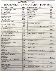 Winner's Bakery menu 1