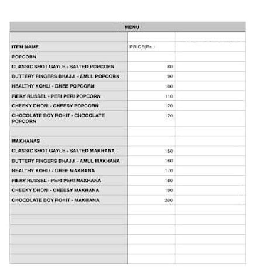 Chai Pe Charcha menu 