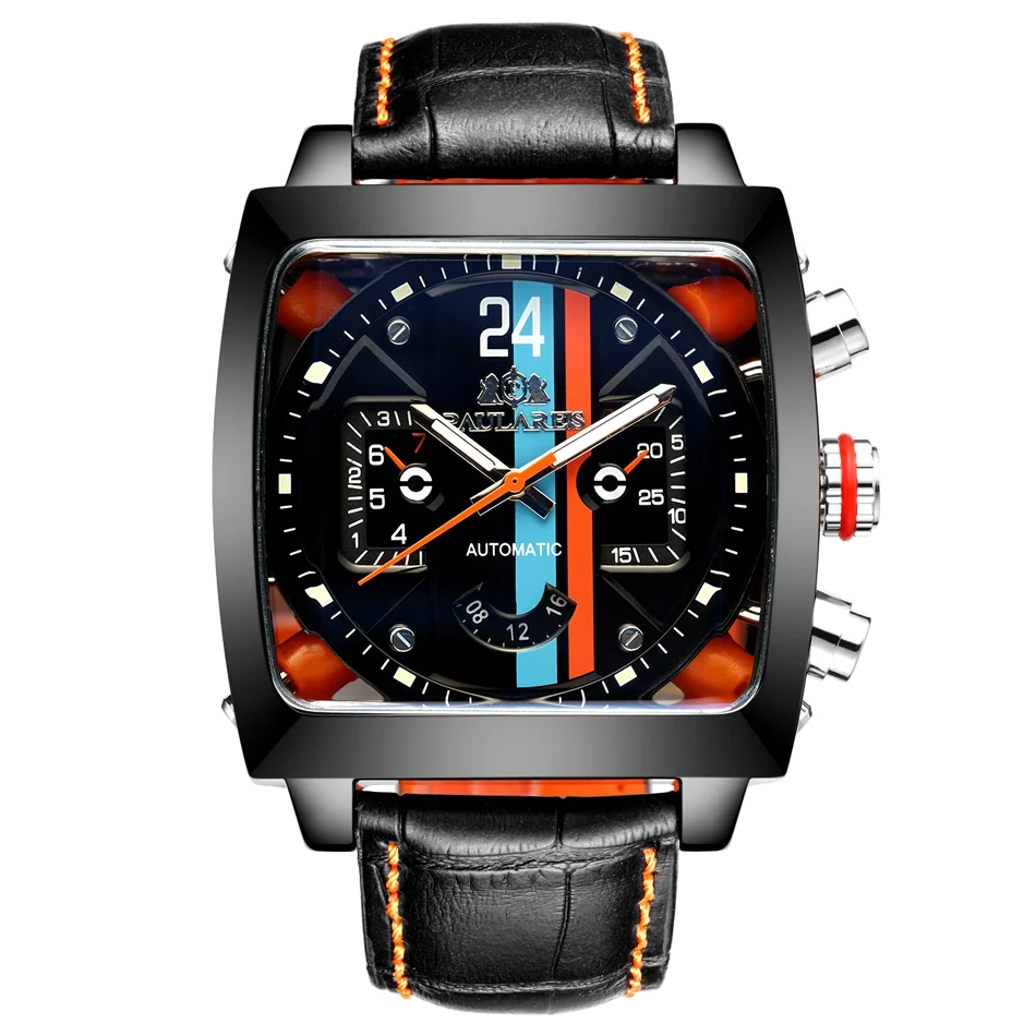Relógio automático mecânico PAULAREIS para homens, com movimento preciso, design elegante e ideal para uso diário e eventos especiais.