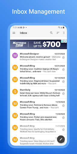 Screenshot Email App for Hotmail