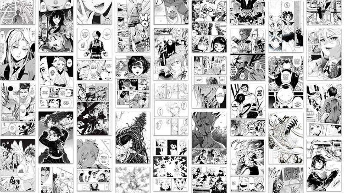 Black and white manga comic pages