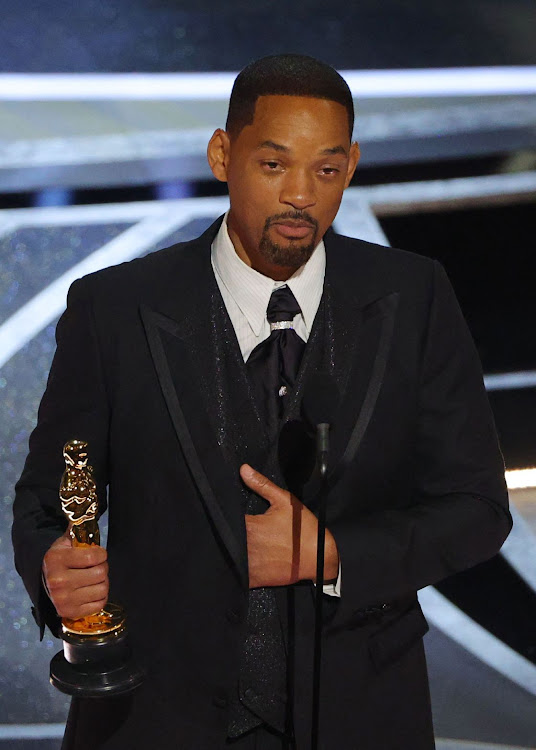 Will Smith accepts the Oscar for Best Actor in "King Richard" at the 94th Academy Awards in Hollywood, Los Angeles, California.