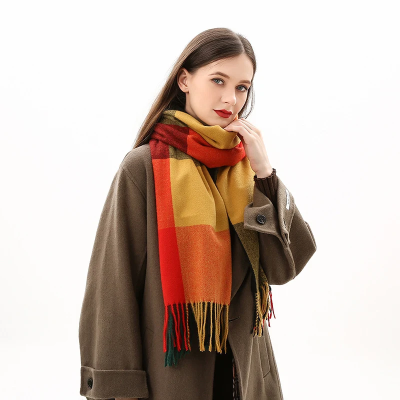 Xale xadrez feminino de inverno