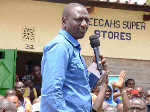 Deputy President William Ruto addresses residents in Voi modern Market on Monday, October 1, 2018. /SOLOMON MUINGI