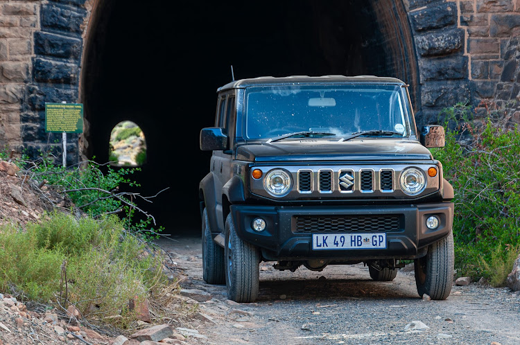 Our Suzuki Jimny five-door catches a breather at the mouth of the 1876 Hex River Pass railway tunnel.