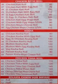 Bharat A One Kolkata Roll menu 1