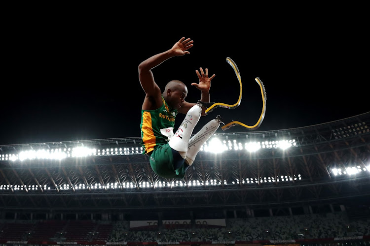 Ntando Mahlangu of Team SA competes in the men’s long jump at the Tokyo 2020 Paralympic Games at Olympic Stadium in Tokyo, Japan, August 28 2021. Picture: DEAN MOUHTAROPOULOS/GETTY IMAGES