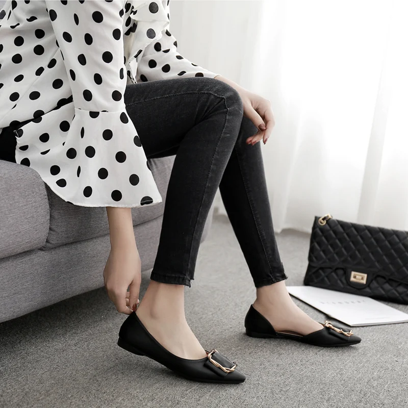 Title 1, Nieuwe Dames Faux Lederen Pointed Metal Flats v...