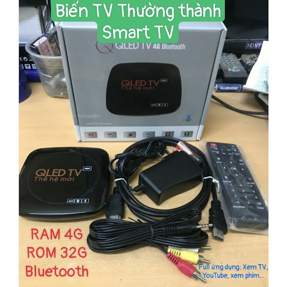 Android Tv Box Qled Tv Ram 4G Có Bluetooth, Biến Tv Thường Thành Tv Thông Minh, Full Ứng Dụng Xem Tv, Youtube...