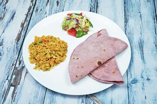 Anda Bhurji Masala With Multigrain Roti & Salad Thali