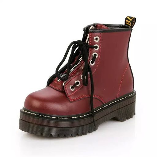 Title 2, Round Toe Front Lace Up Womens Boots Mid Tube M...
