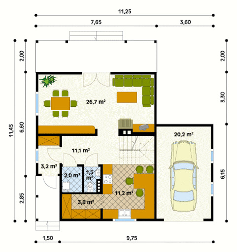 Jaśmin 3 dr-S - Rzut parteru